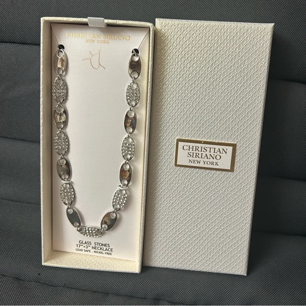 Christian Siriano Silver and Glass Stone Crystal Necklace - Picture 2 of 4